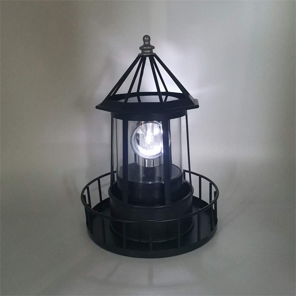 Solar Powered Rotating Waterproof Lighthouse Statue Lights M2978
