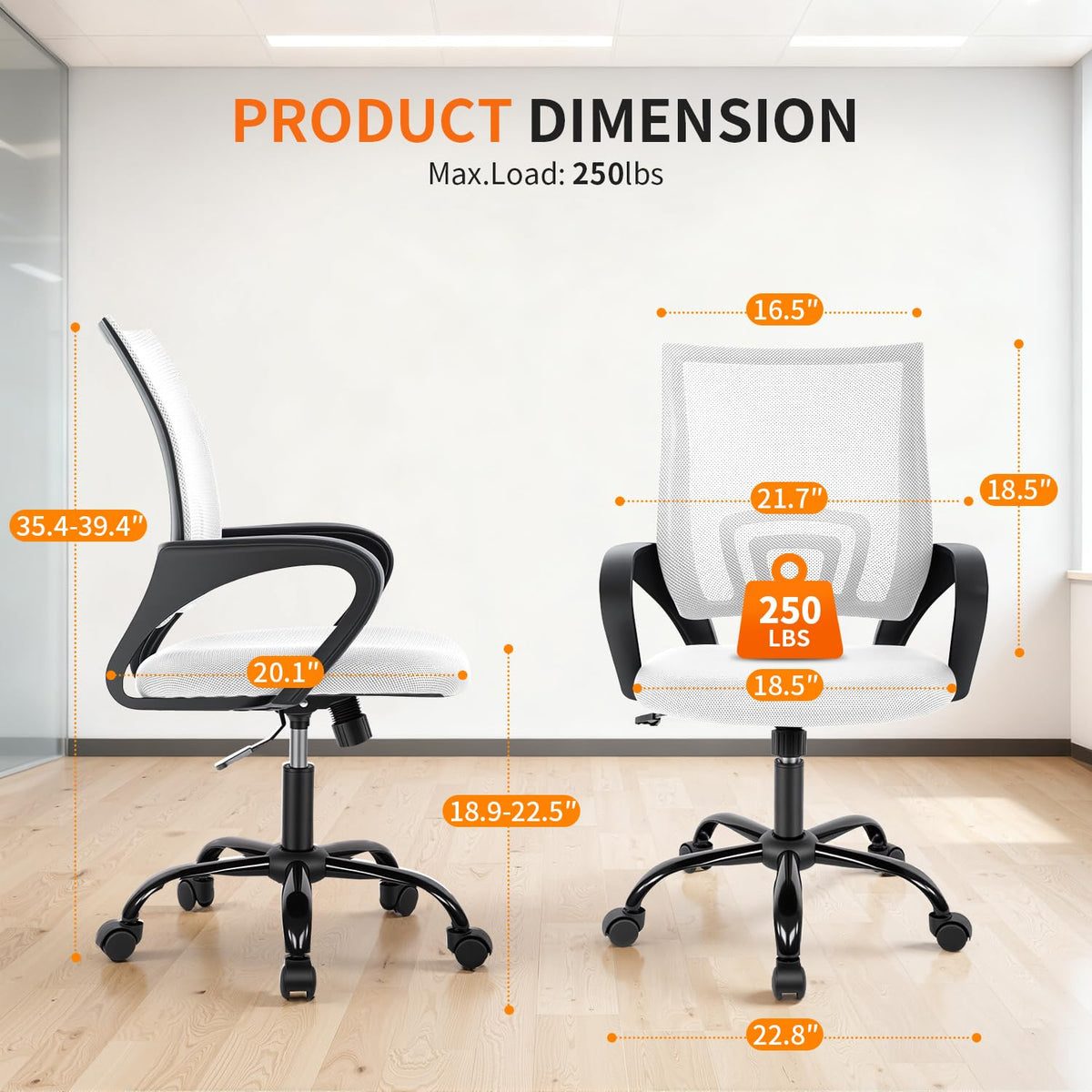 Ergonomic White Mesh Office Chair H5055