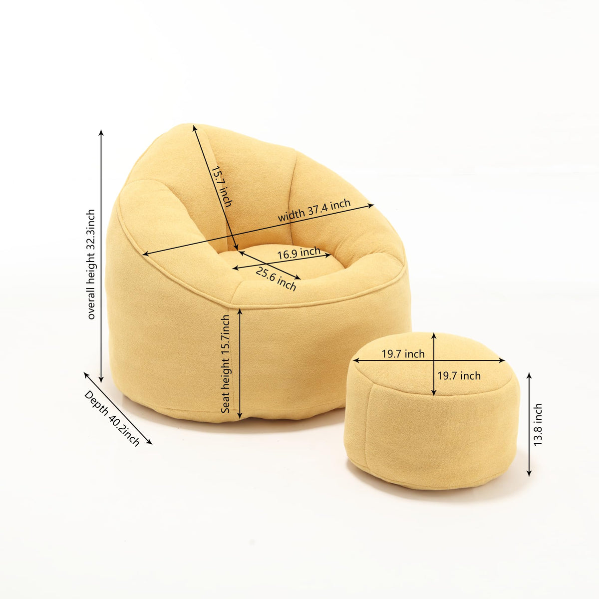 Microfiber Bean Bag Chair with Footrest C943983