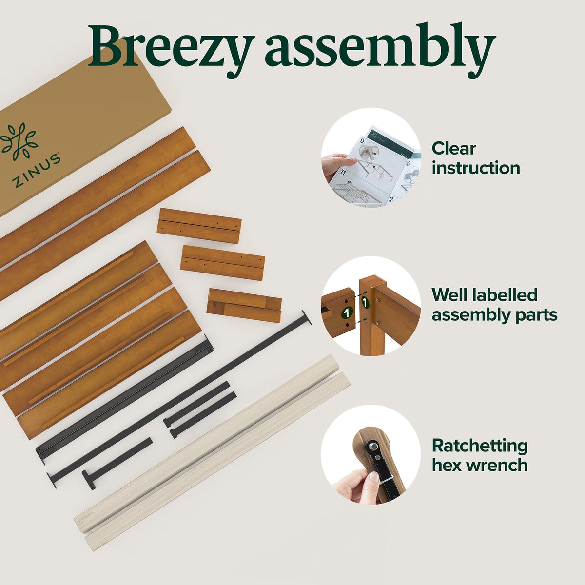 14 Inch Bamboo Platform Bed Frame, Queen Y7010