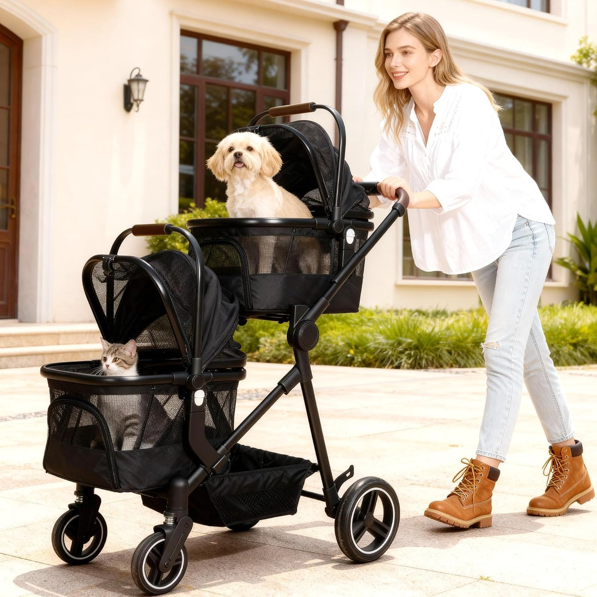 Foldable Double Pet Stroller A4572