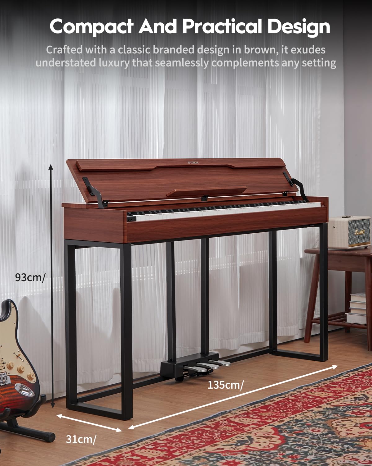 88 Keys Hammer-Action Fully Weighted Digital Piano with Furniture Stand L6869