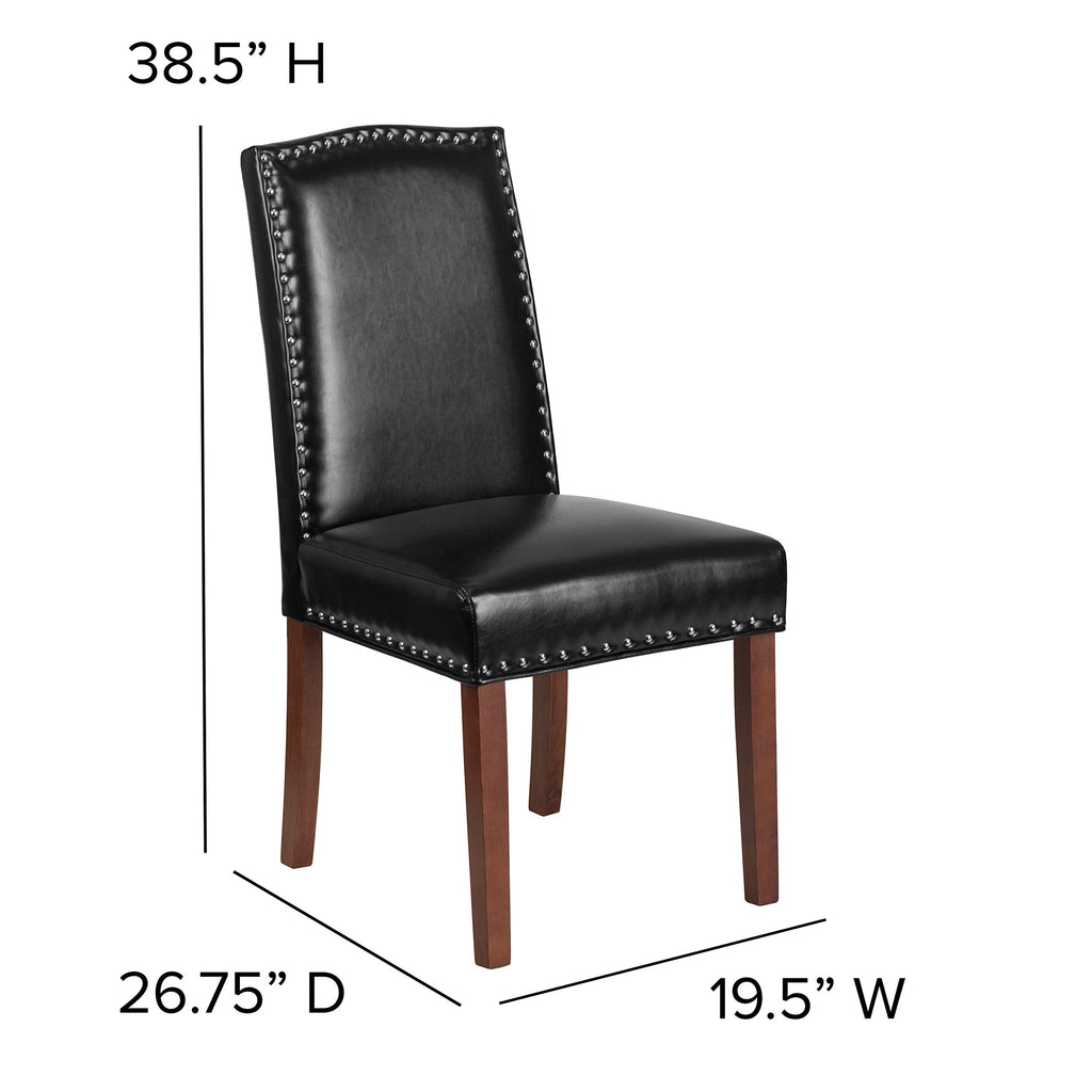 Black Faux Leather Parsons Chair with Nailhead Trim P96136