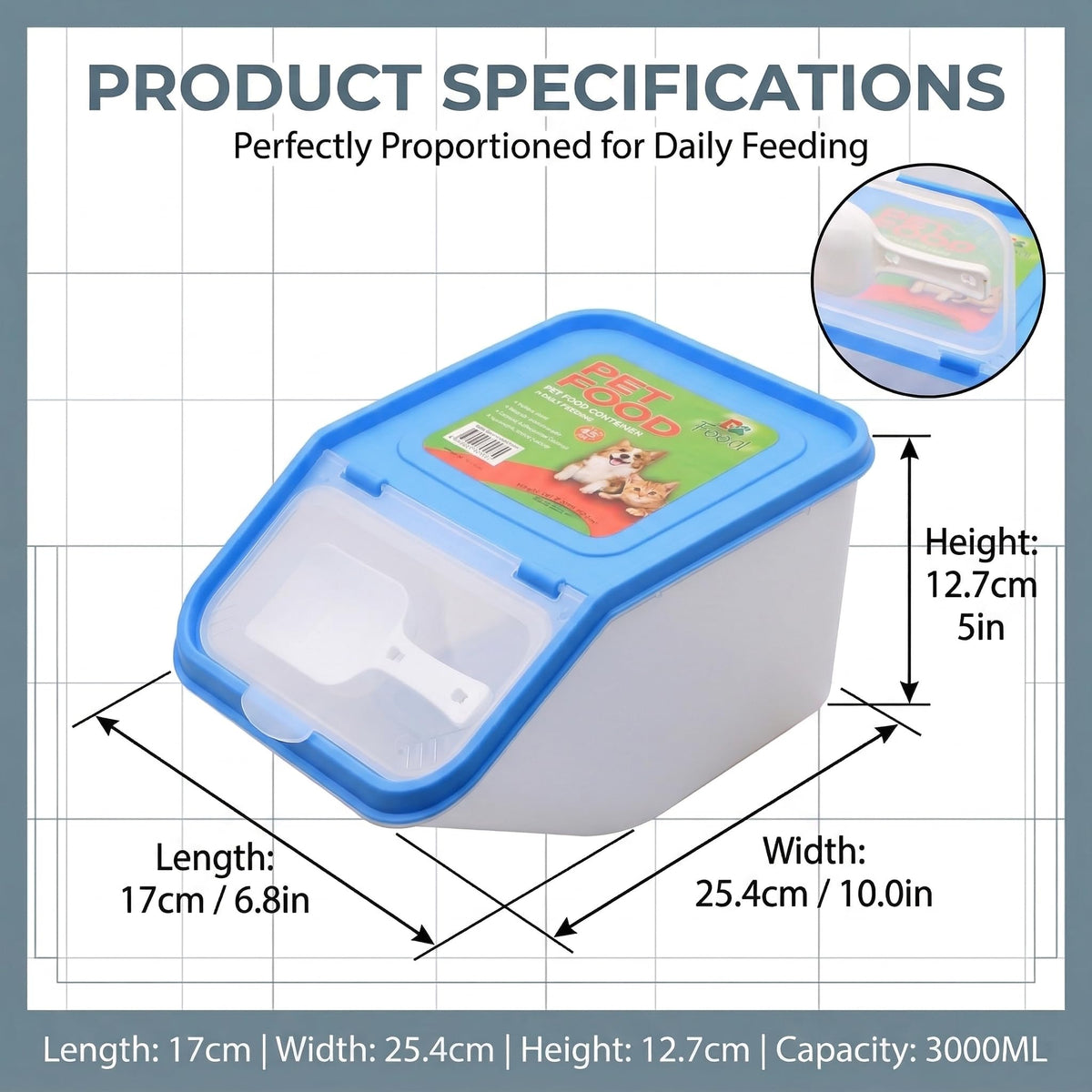 3-Pack Airtight Pet Food Storage Container Set with Scoop H186714