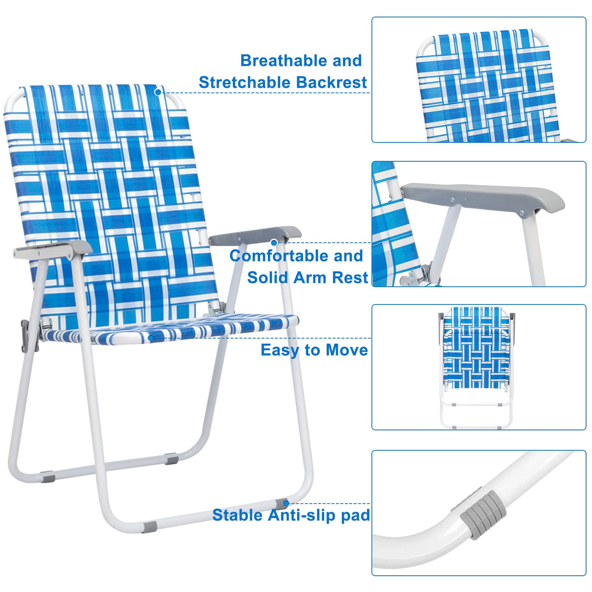 2 Pcs Webbed Folding Beach Chair I4646