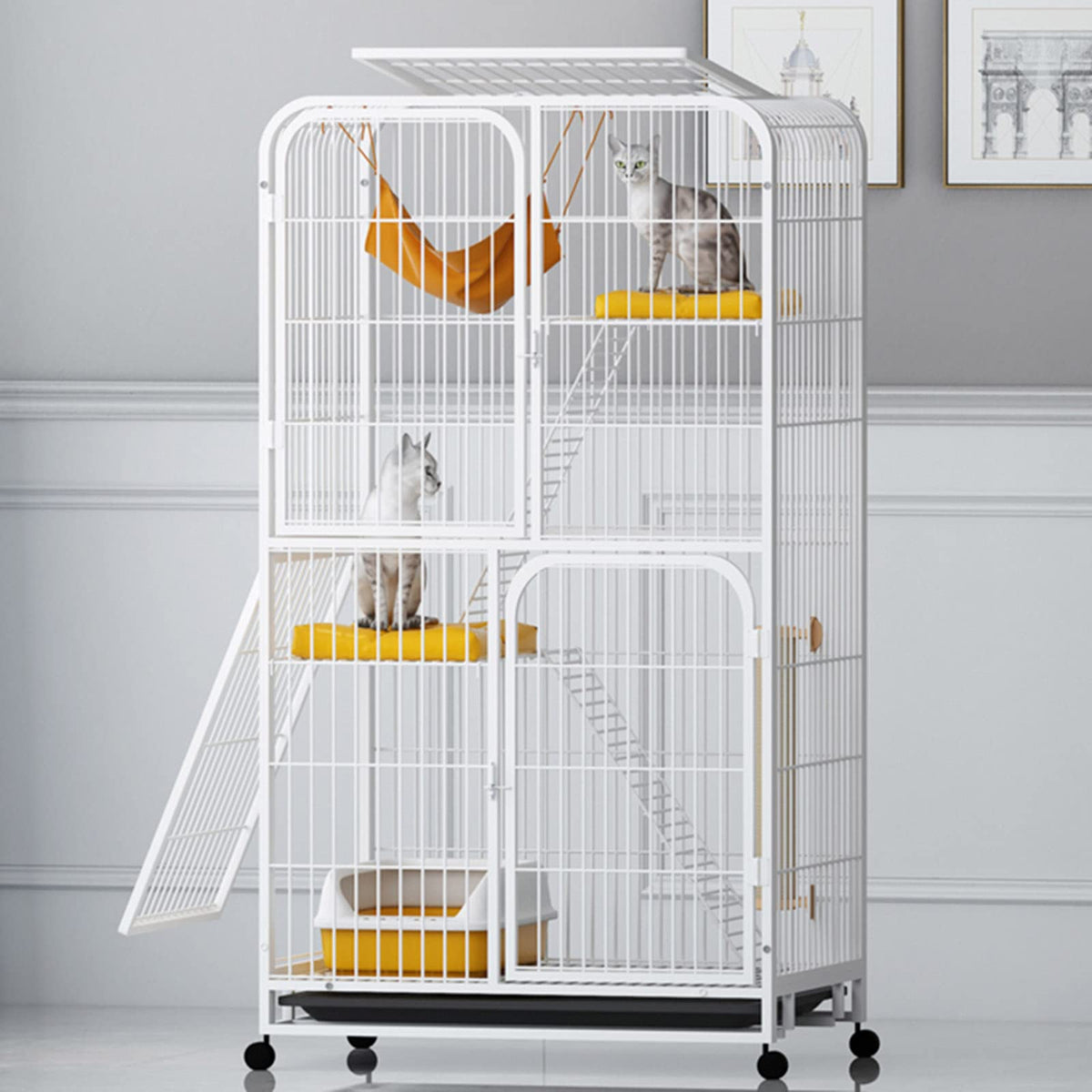 Large 3-Tier Metal Wire Cat Cage with Hammock T9713