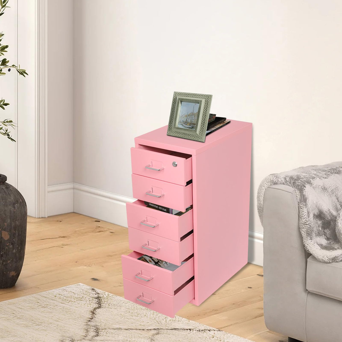 6 Drawer Lockable Metal Mobile File Cabinet with 4 Wheels A746