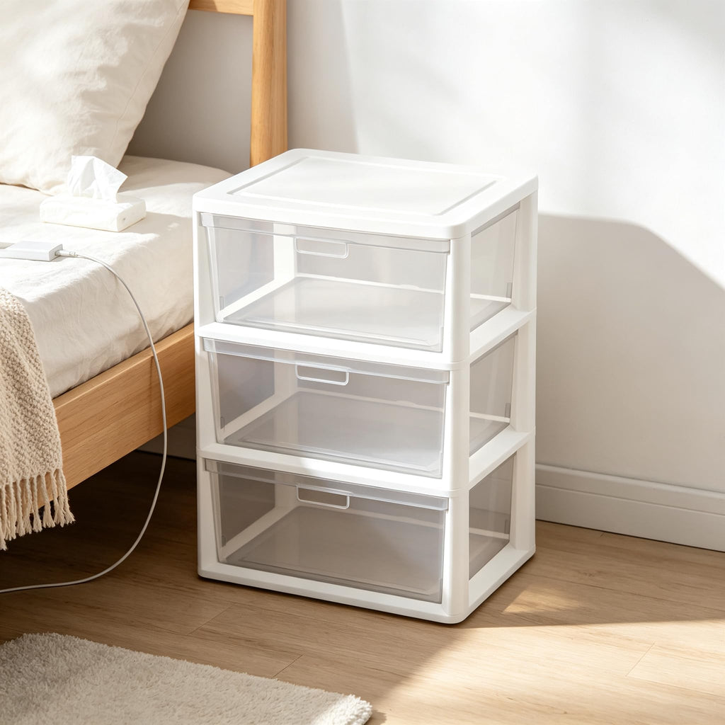 White 3-Drawer Plastic Rolling Storage Cart O900633