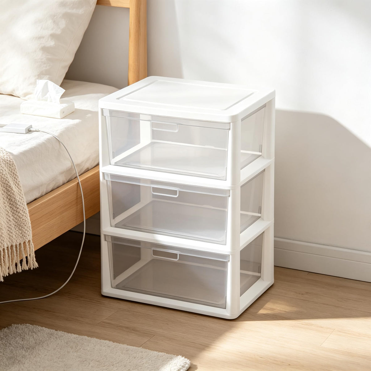 White 3-Drawer Plastic Rolling Storage Cart O900633