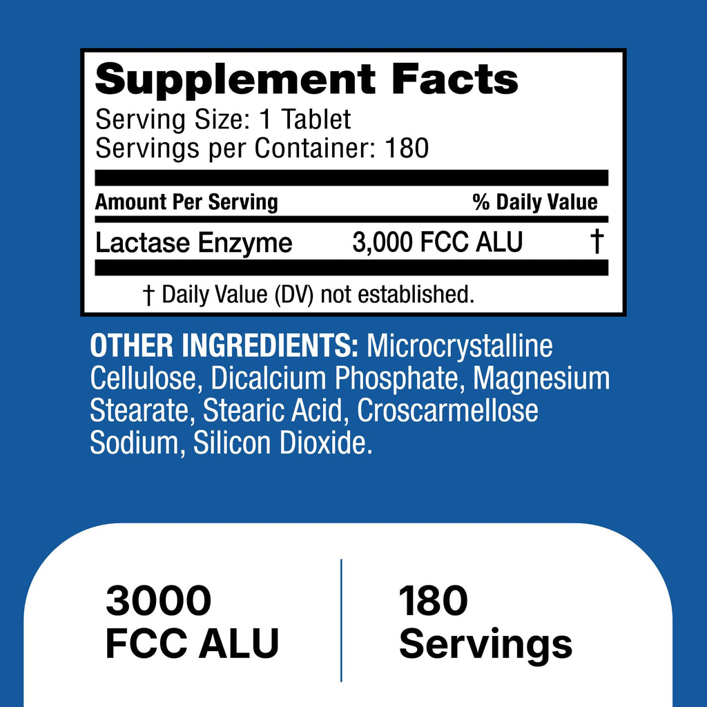 Unflavored Lactase Enzyme Tablets 180 Ct J815761