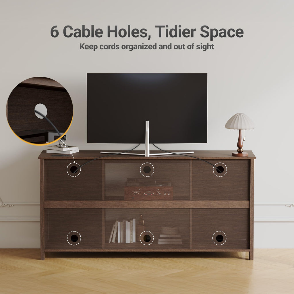Farmhouse TV Stand 57 Inch Walnut F386576