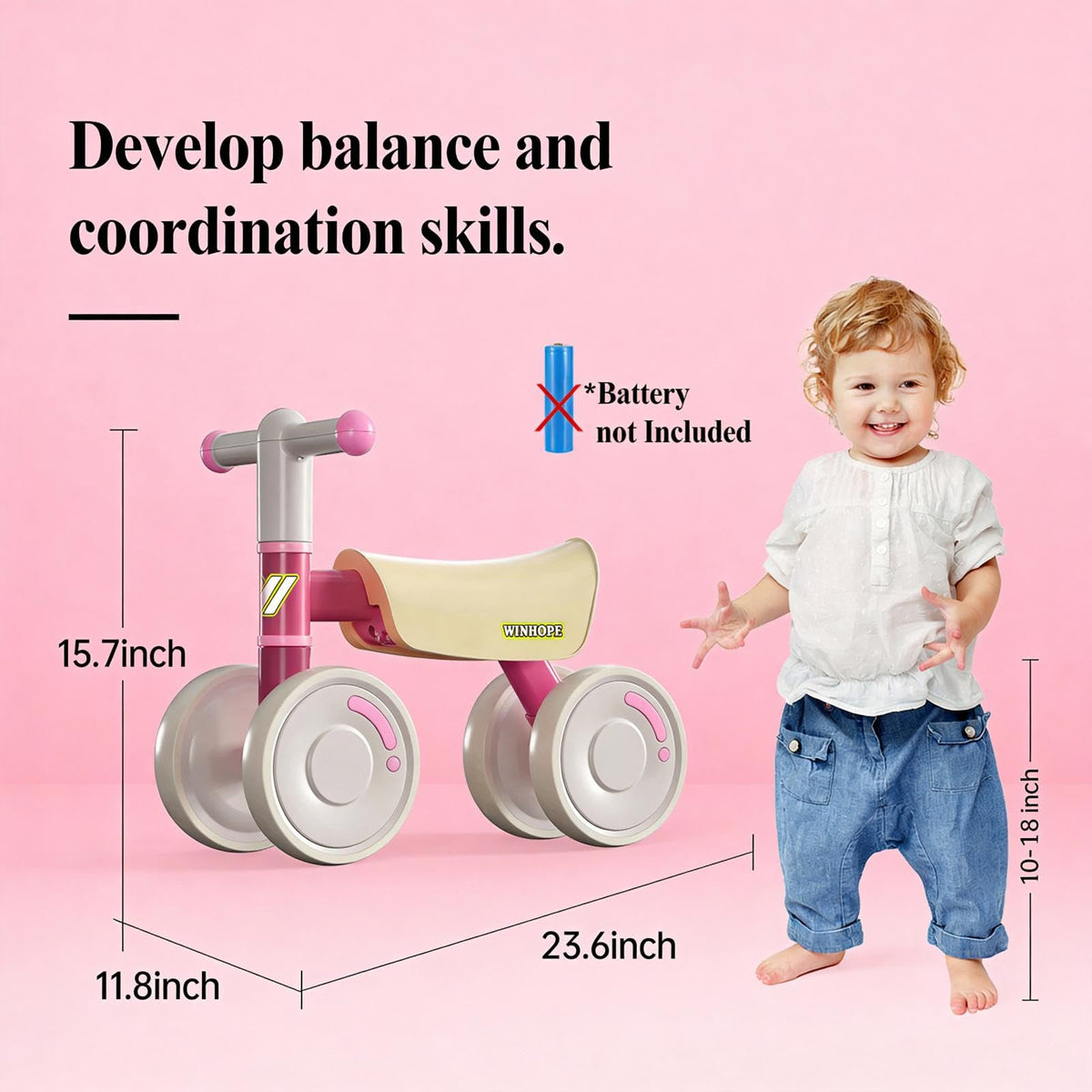 Baby Balance Bike 4-Wheel Q32749