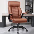 High Back Ergonomic Leather Office Chair with Flip-Up Armrests C54320