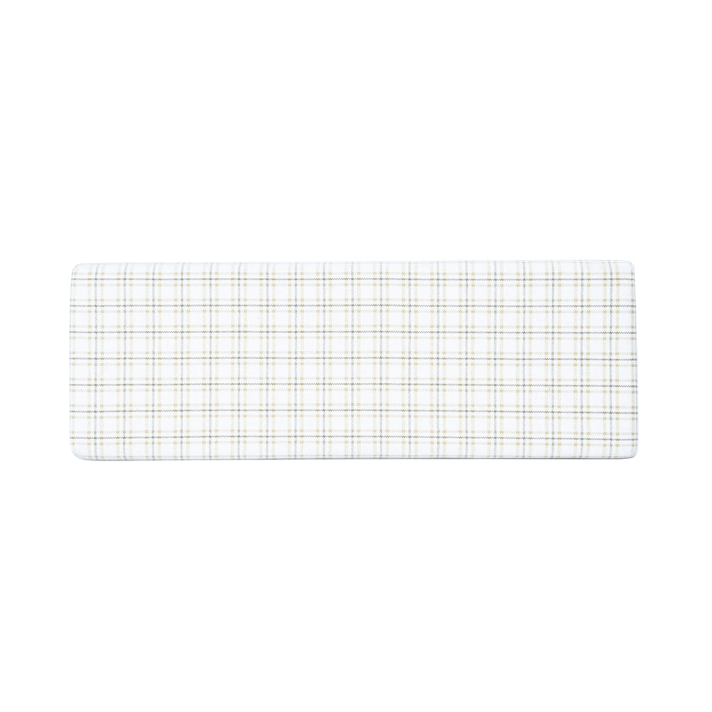 Natural Plaid Woven Fabric Bench M6878