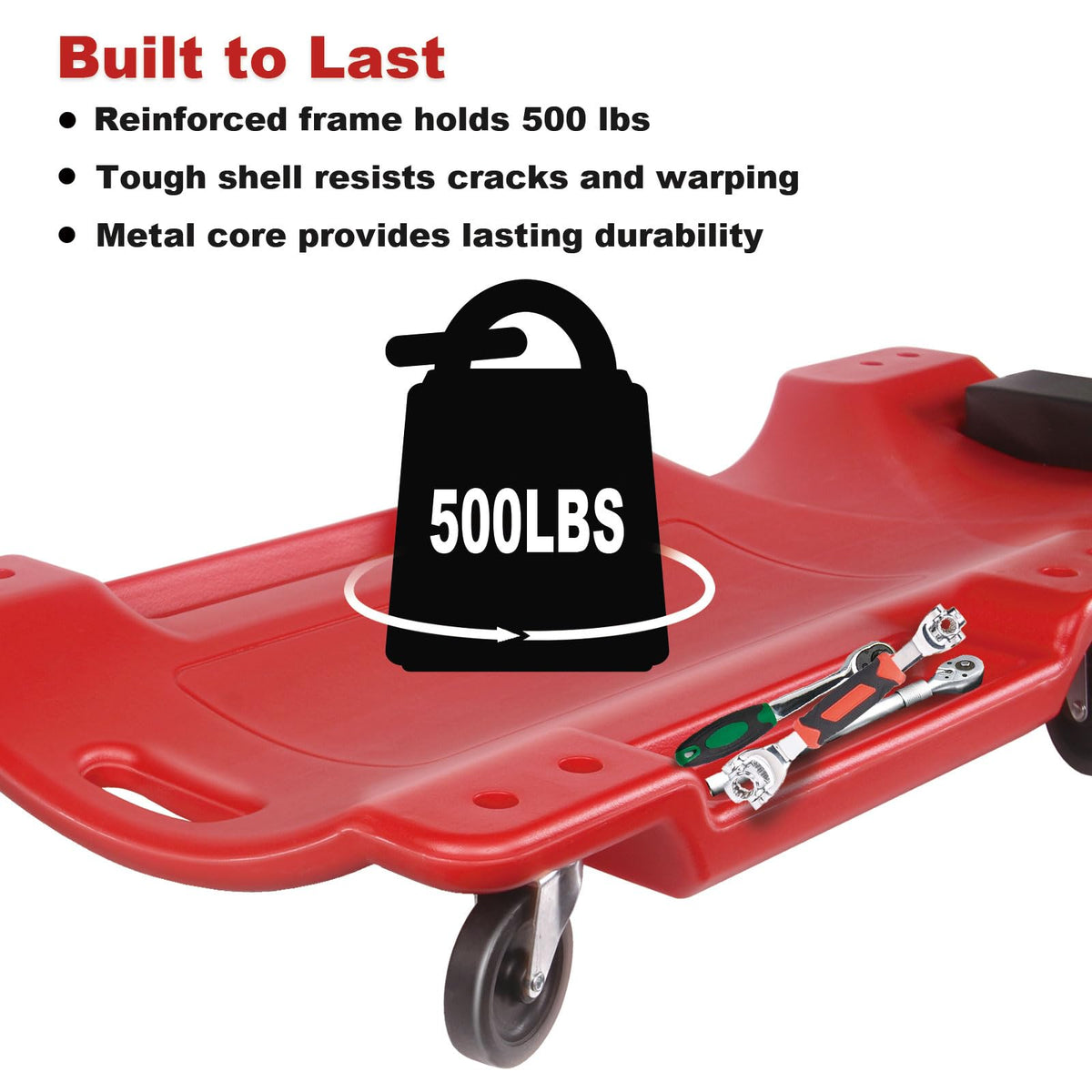 40 Inch Heavy Duty 500 lbs Rolling Car Creeper with Padded Headrest J46692