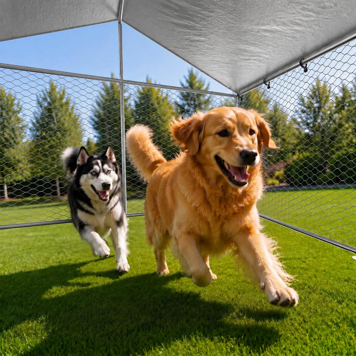 10x10 FT Outdoor Dog Kennel with Roof B8759