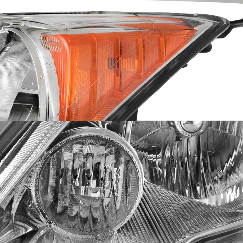 2007-11 Honda CR-V Headlight Assembly Chrome Housing Clear Lens Full Set Y993148