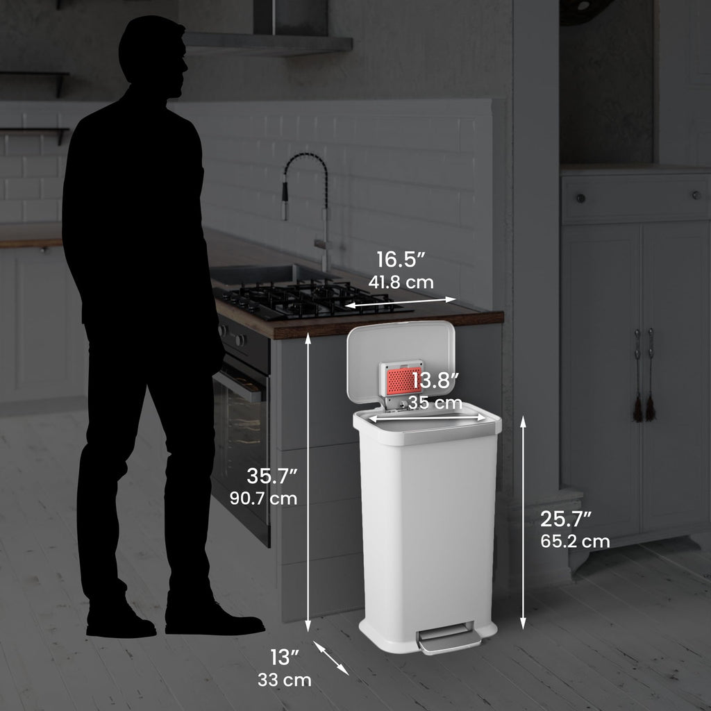 13.2 Gal Step Pedal Kitchen Trash Can with Odor Filter H4065