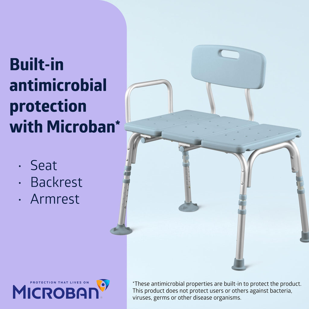 Light Blue Adjustable Tub Transfer Bench and Shower Chair 350 lb. Weight Capacity L873