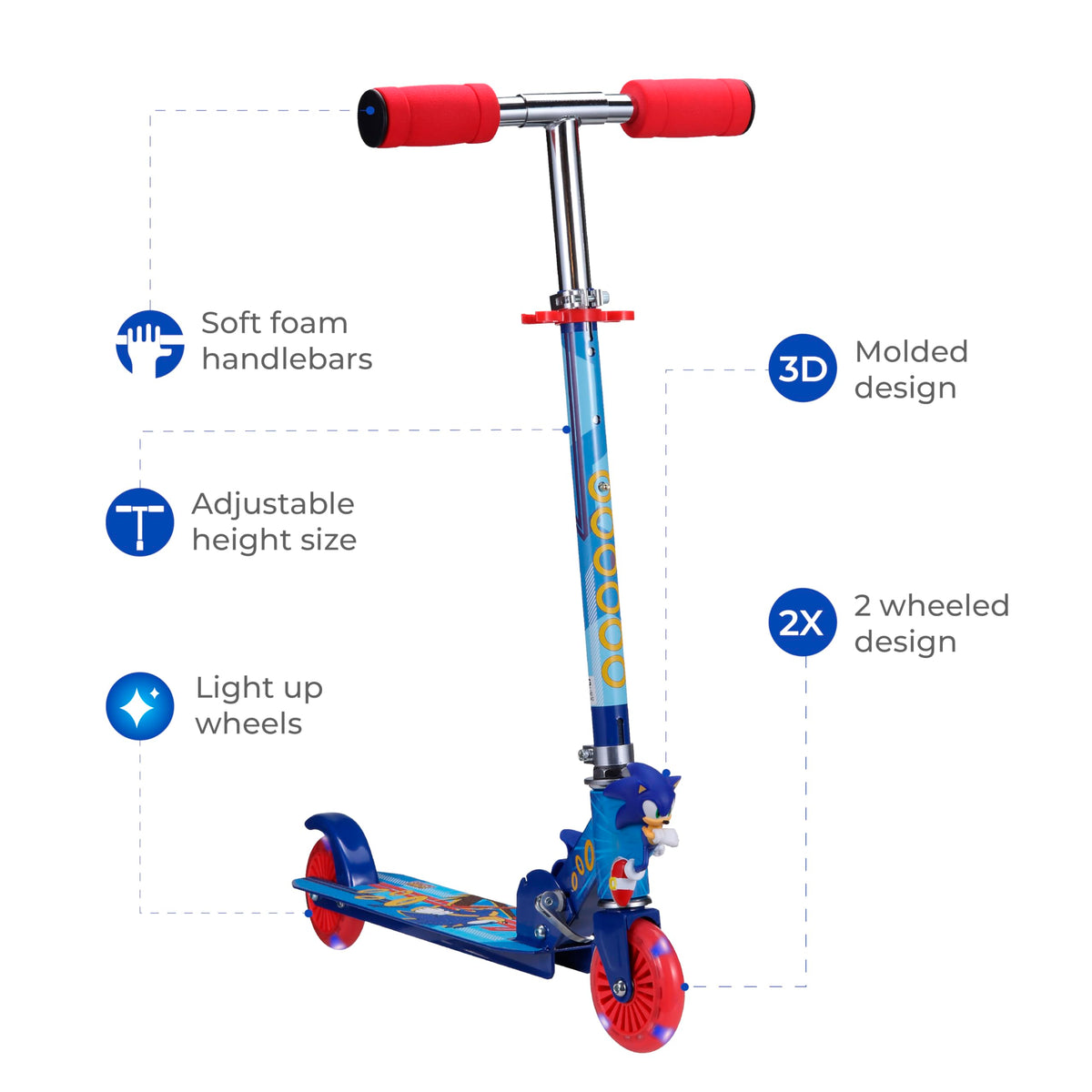 2 Wheel Foldable Kids Kick Scooter with LED Wheels D5673