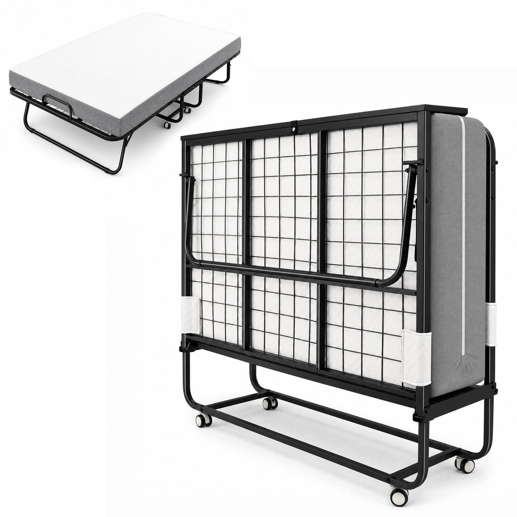 Folding Bed with Mattress Extra Wide Guest Bed P5154