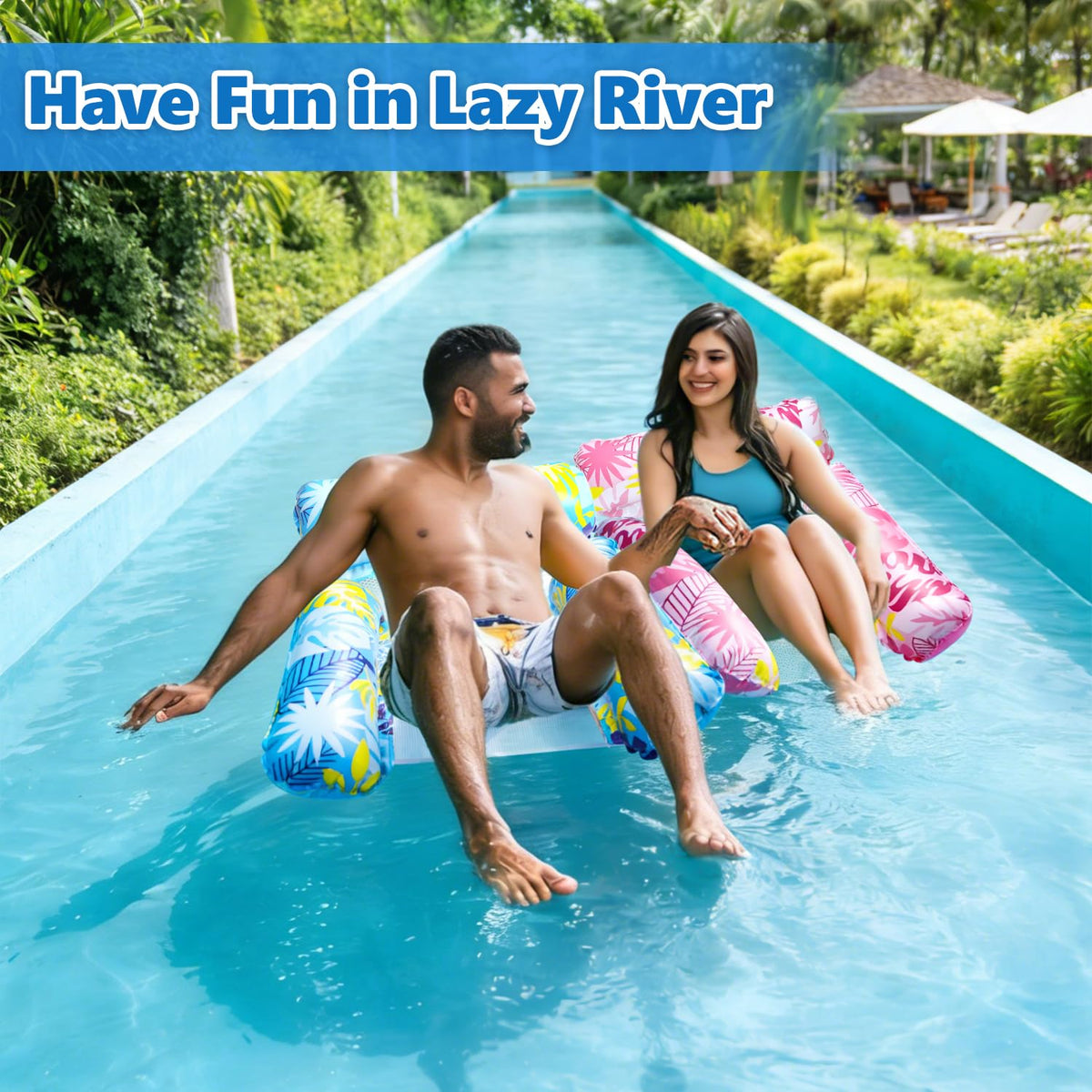 2 Pack Inflatable Pool Floats with Drink Holders and Air Pump E956