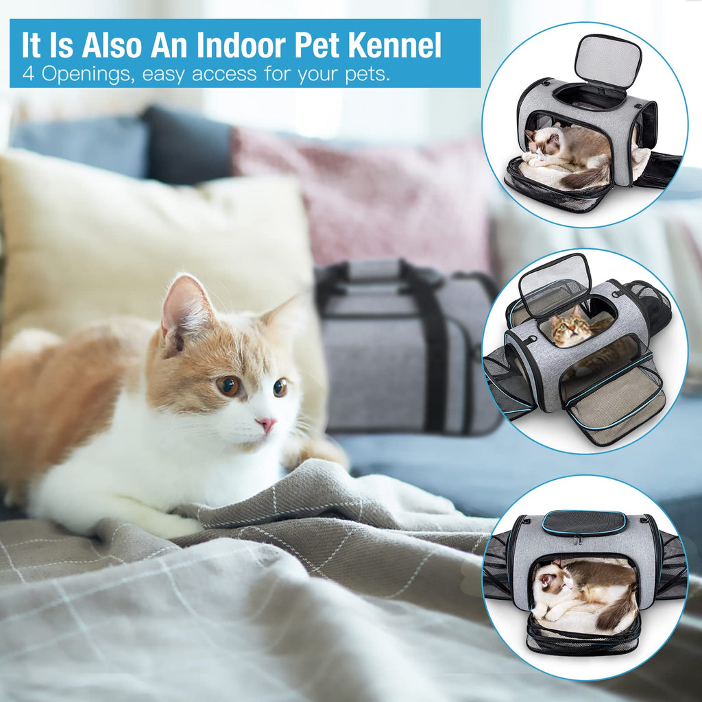 Airline Approved Expandable Soft Sided Pet Carrier with Fleece Pad Z256