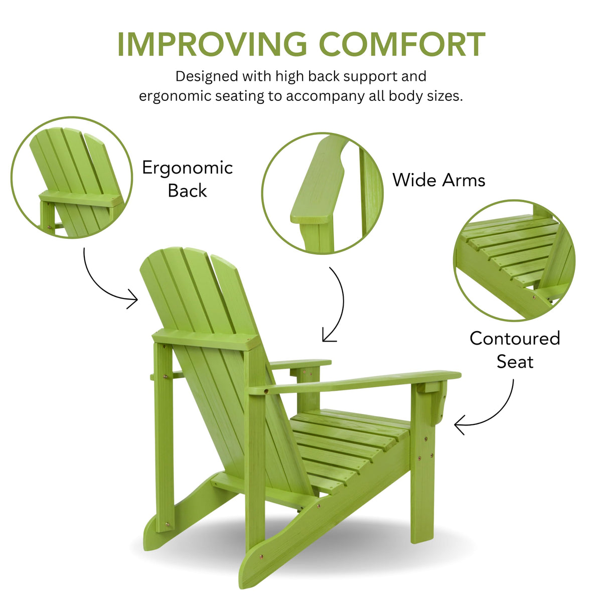 Lime Green Wooden Adirondack Chair V237