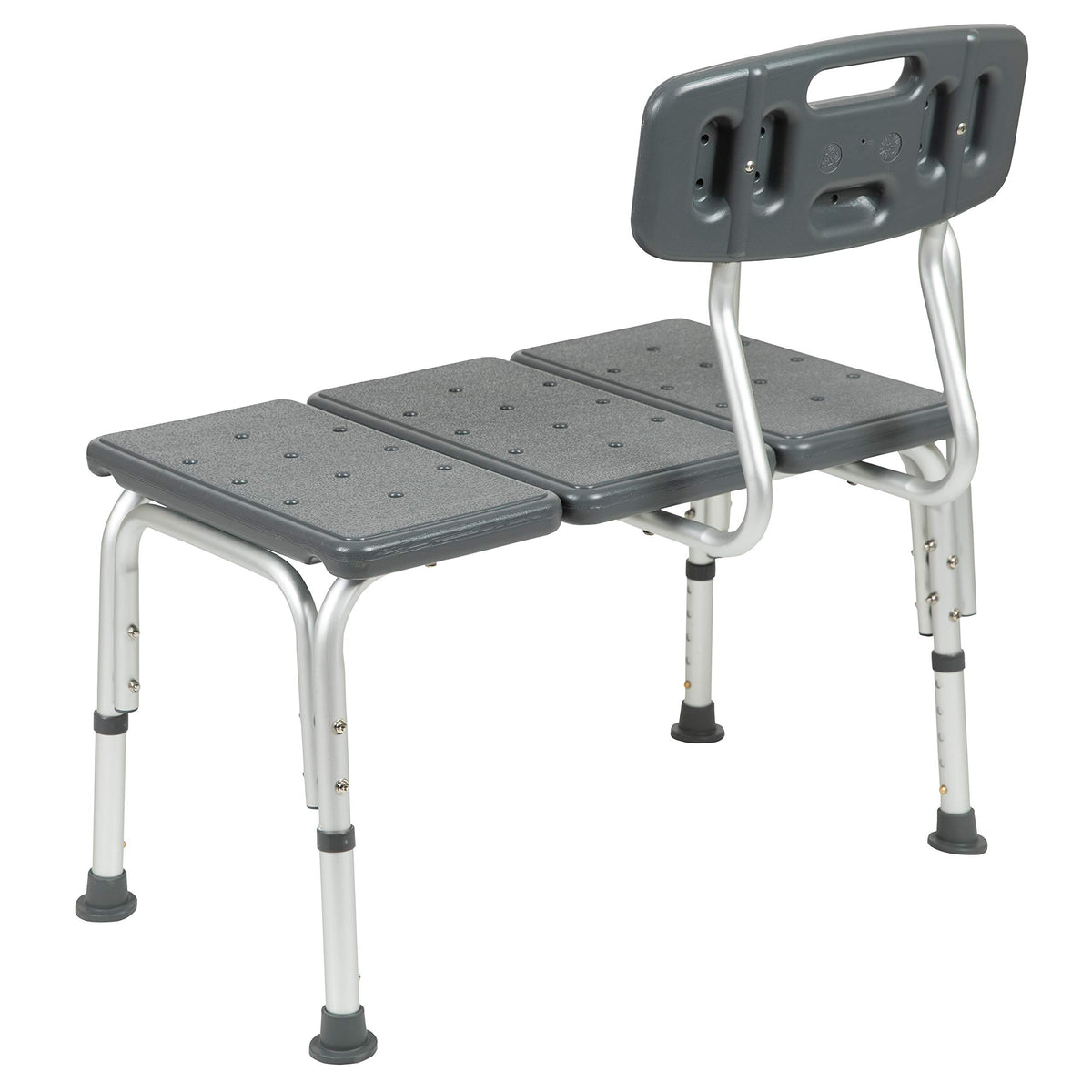 Adjustable Gray Bath & Shower Transfer Bench with Back and Side Arm Q303959