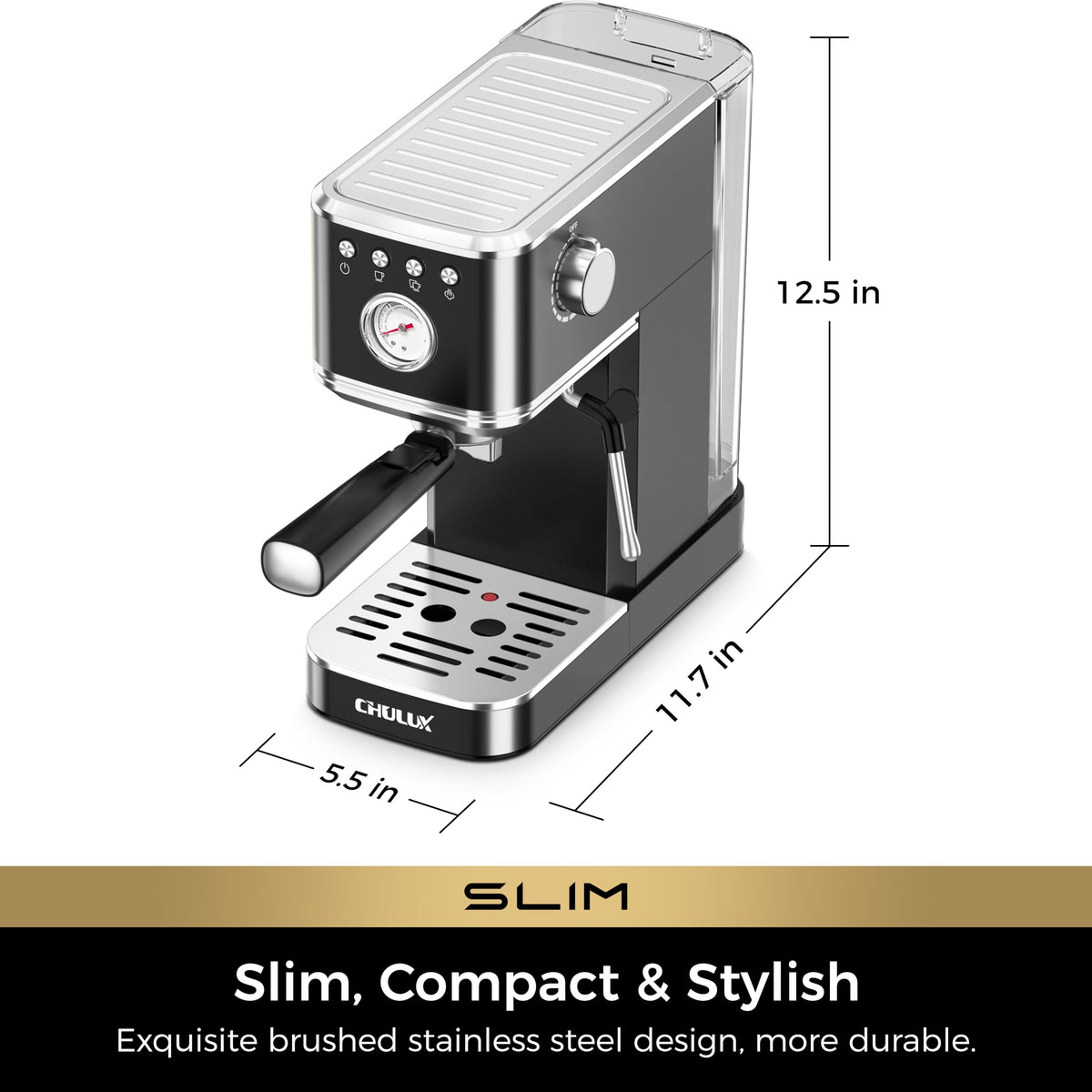 Slim Espresso Machine with Milk Frother Q551712