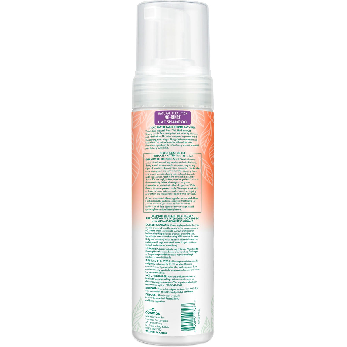 Waterless Flea and Tick Shampoo for Cats 7.4oz P4048