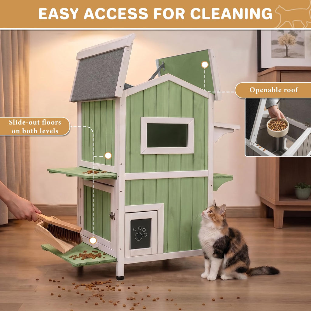 Weatherproof Wooden Outdoor Cat House G28258