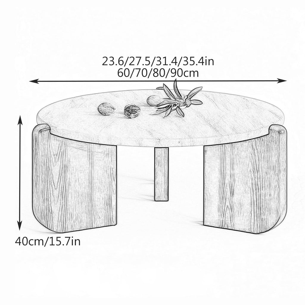Solid Wood Stone Top Coffee Table C6554