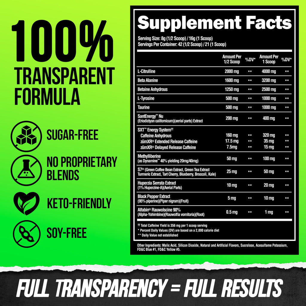 High Stim Pre Workout Powder with Beta Alanine, L-Taurine & Caffeine, 21 Servings P261174