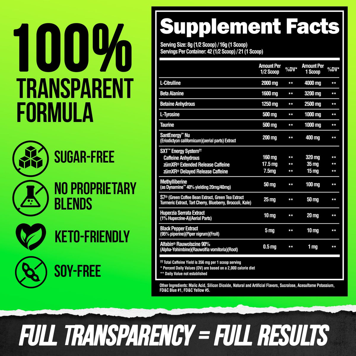 High Stim Pre Workout Powder with Beta Alanine, L-Taurine & Caffeine, 21 Servings P261174
