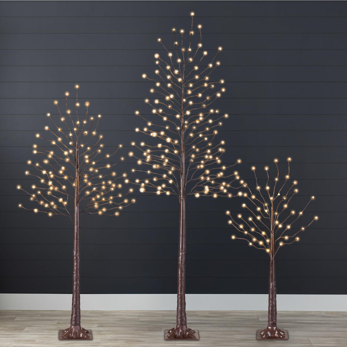 4ft 6ft 8ft Lighted Birch Tree 3Pk with LED Lights K53753
