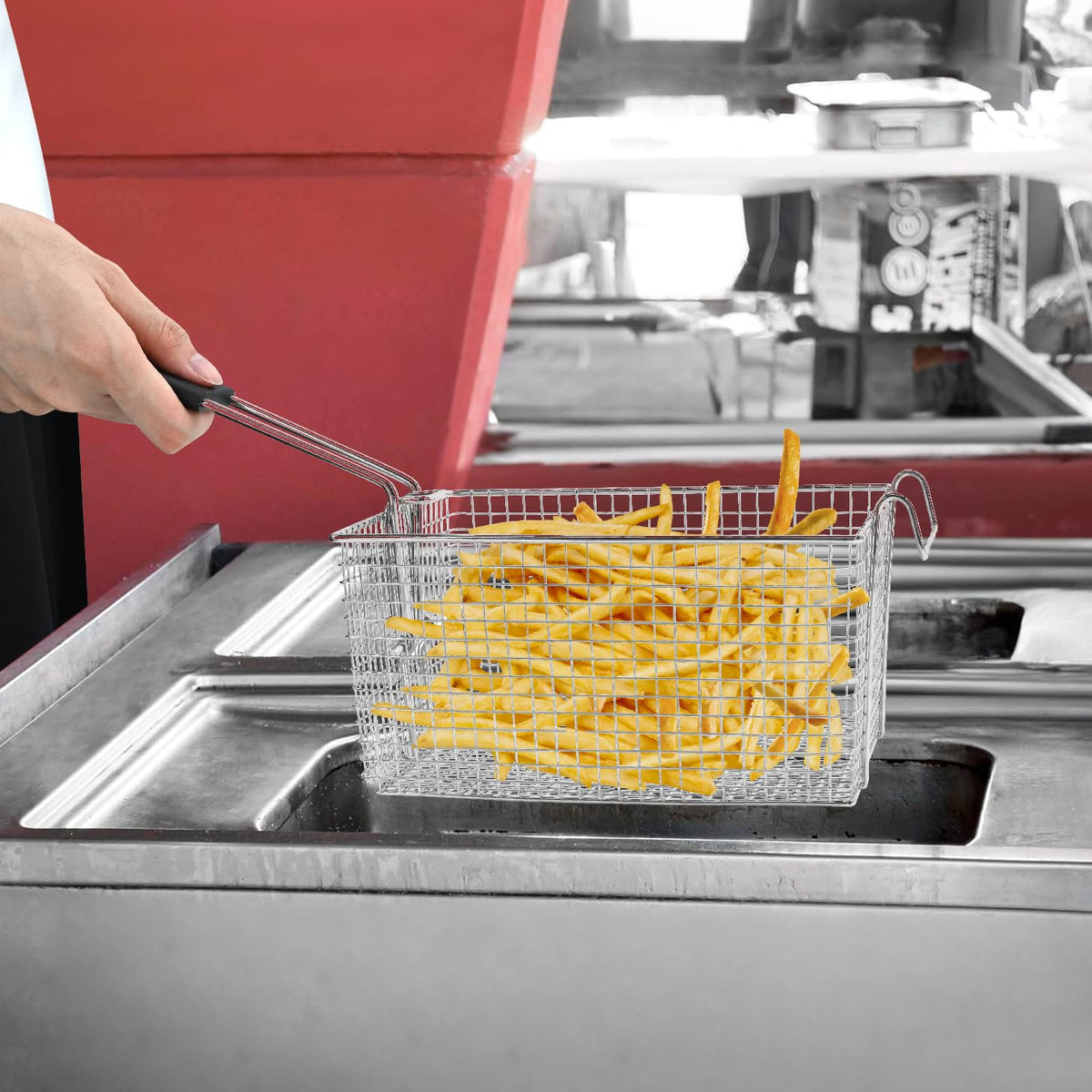 Electric Fryer Basket with Rubber Handle Grip, 2 Pcs D2645