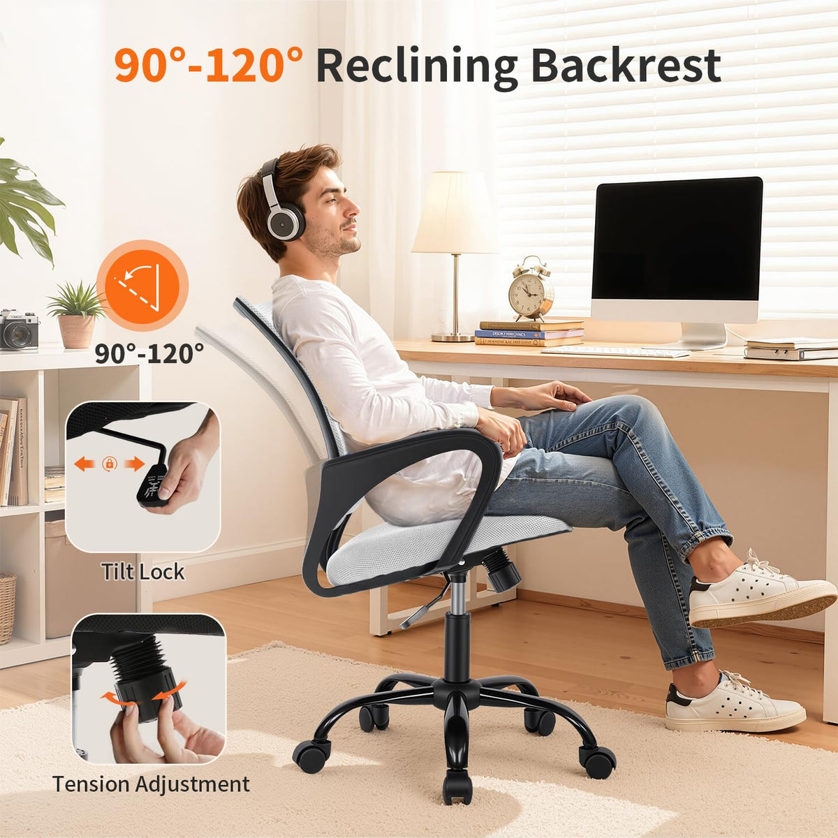 Ergonomic White Mesh Office Chair H5055