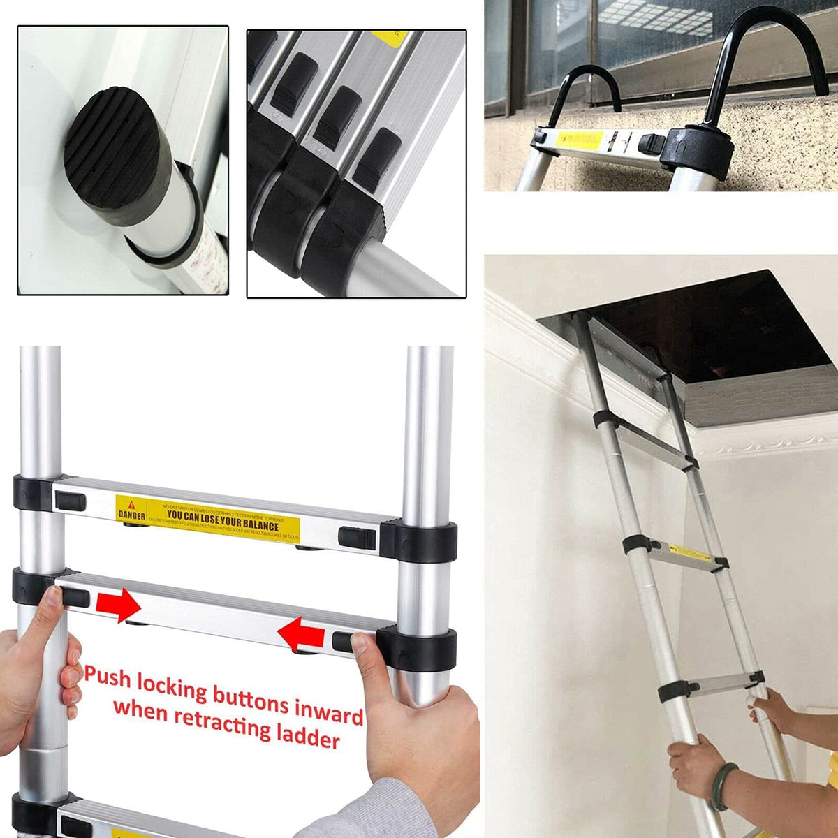 20.34 FT Aluminum Telescoping Ladder 330 Lb Capacity R38509