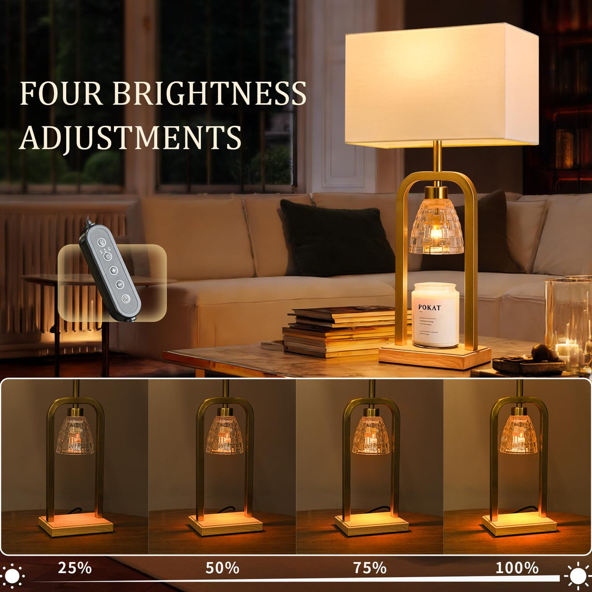 2 in 1 Gold Table Lamp with Candle Warmer H2261