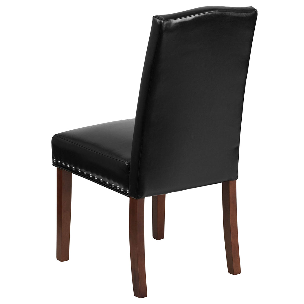 Black Faux Leather Parsons Chair with Nailhead Trim P96136