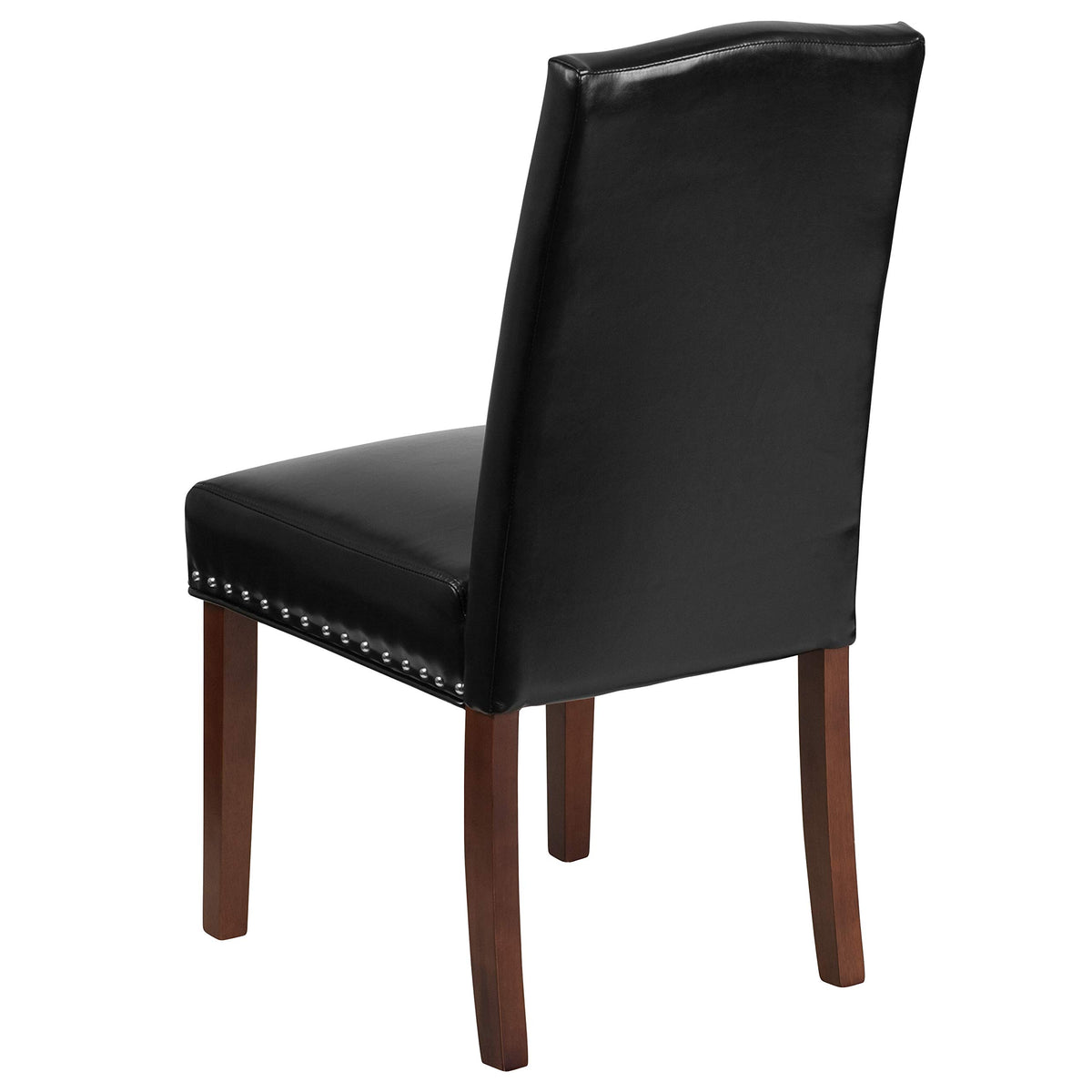 Black Faux Leather Parsons Chair with Nailhead Trim P96136