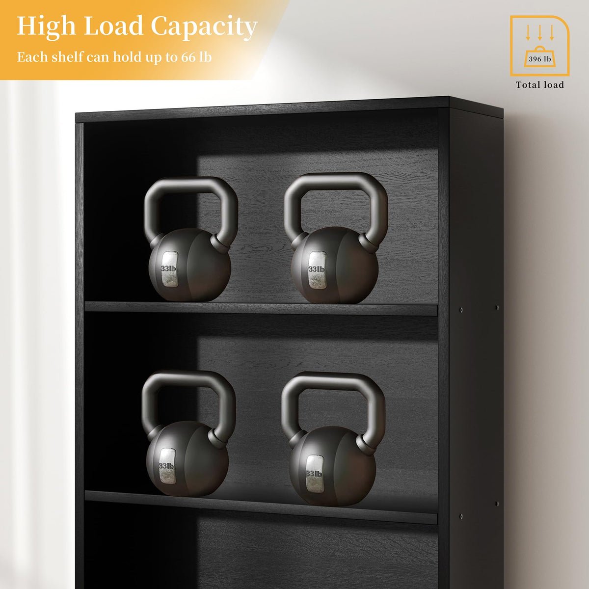 6-Tier Black Bookshelf W422