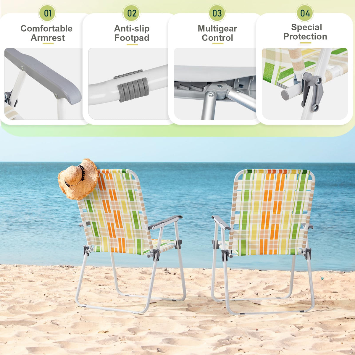 Oversized Webbed Folding Lawn Chairs 2 Pack G7810
