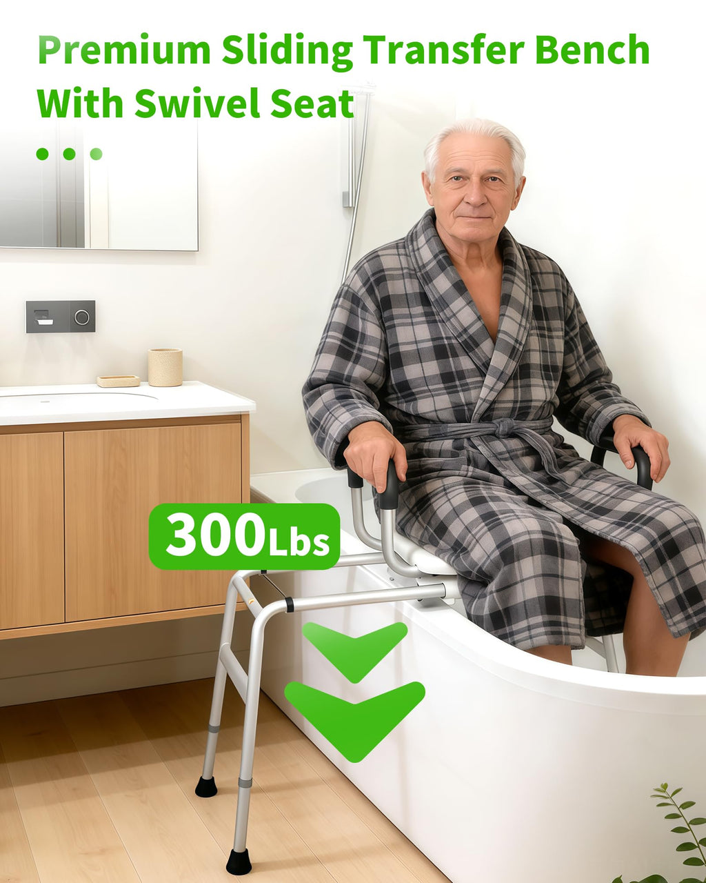 Heavy Duty Sliding Shower Chair with 360⁰ Swivel Seat P505948