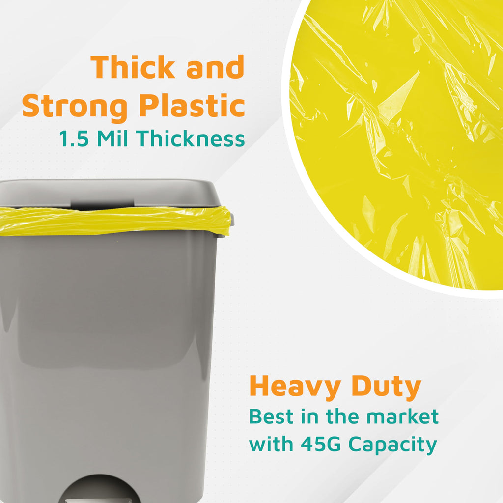 Yellow 40-45 Gallon Heavy Duty Trash Bags, 1.5 Mil, 100-Count A990