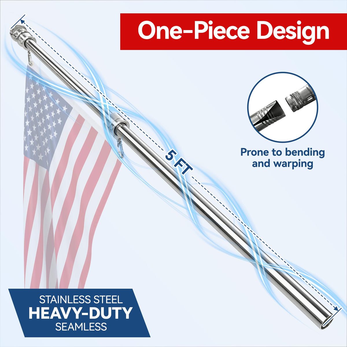 5FT One Piece Flag Pole T415468