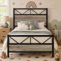 Wash Grey Twin Size Bed Frame with Tall Headboard X518
