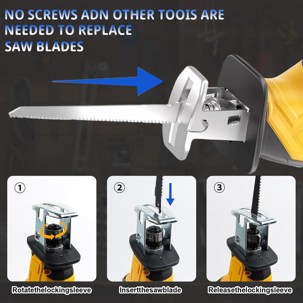 Cordless Reciprocating Saw with 4 Blades Kit Q5825