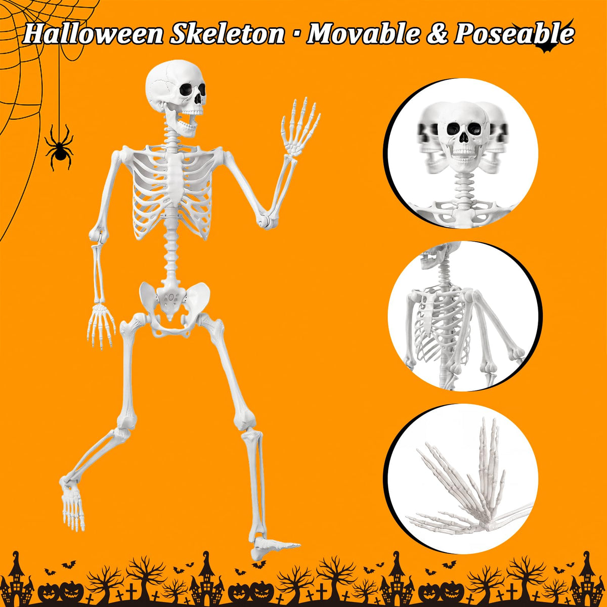 Life Size Human Skeleton with Posable Joint U72606